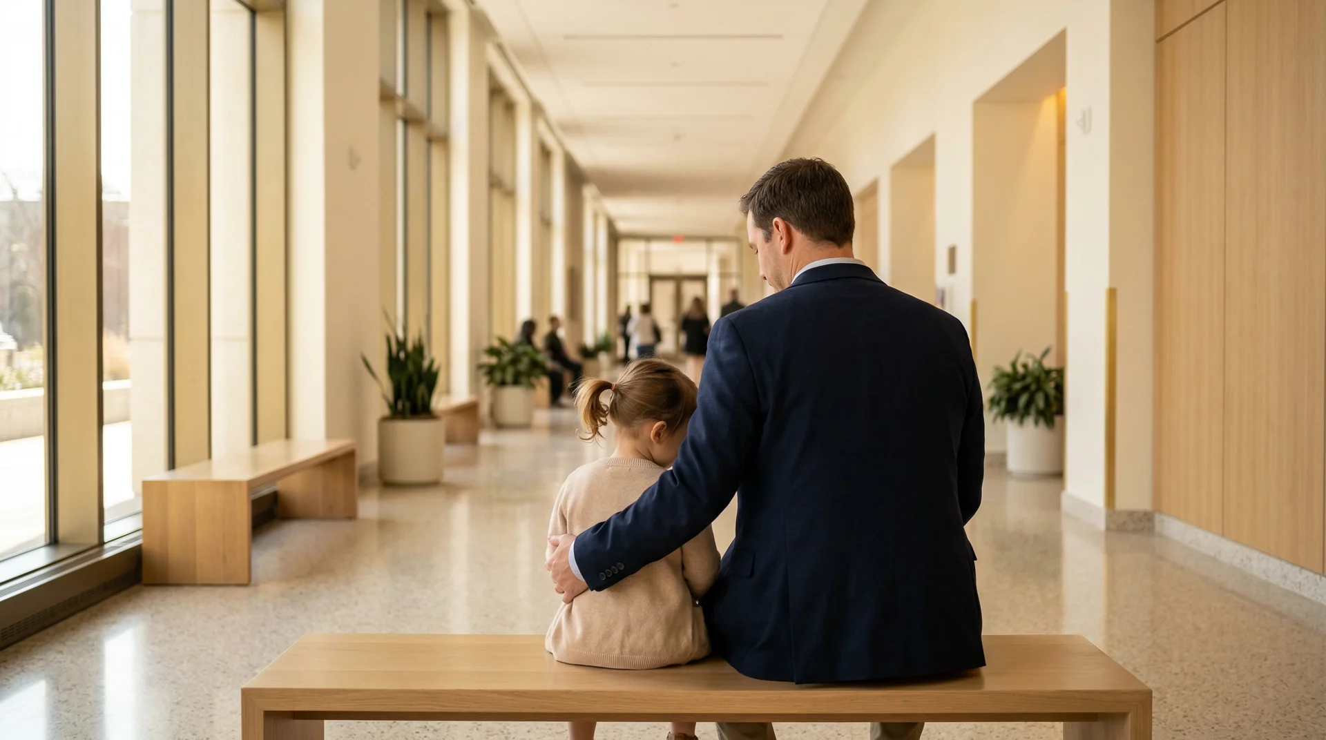 Padre e hija sonriendo después de resolución de custodia